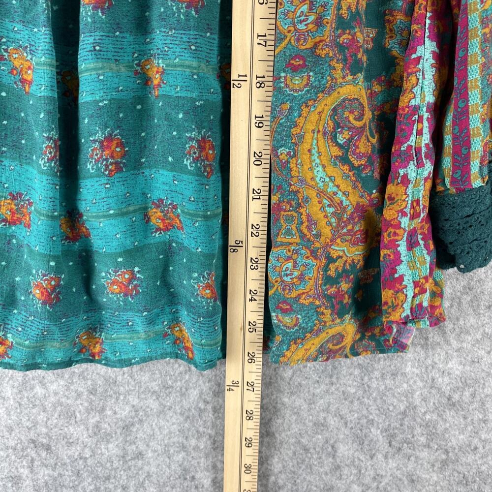 Label‎ Ritu Kumar Top Womens Medium Paisley Crochet Ruffle Boho Gypsy Peasant - Picture 9 of 14